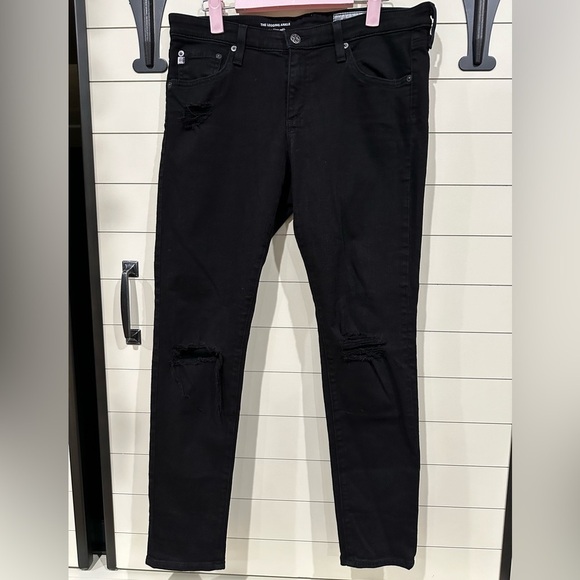 Adriano Goldschmied black distressed skinny ankle Jean. Great brand!  Size 31. - Picture 1 of 8